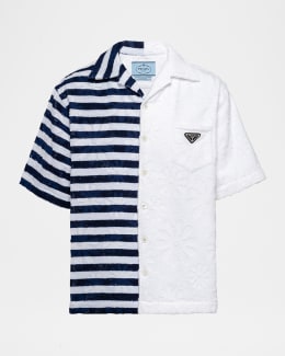 Prada Men's Technical Cotton Zip-Up Shirt | Neiman Marcus