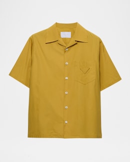 Prada Men's Cotton and Silk Stripe Short-Sleeve Shirt