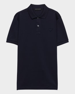 Prada Men's Cotton Fleece Polo Shirt | Neiman Marcus