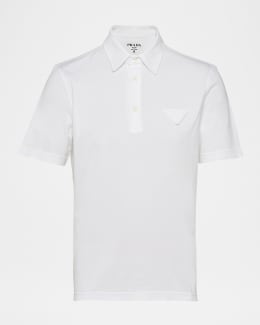 Prada Men's Mesh Knit Polo Shirt | Neiman Marcus