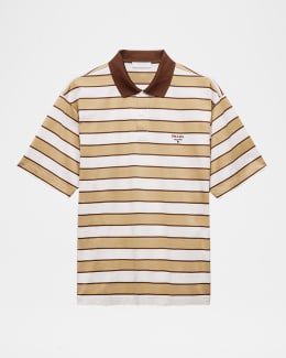 Prada Men's Striped Cotton Short-Sleeve Polo Shirt | Neiman