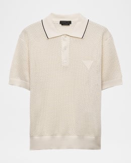 PRADA ポロ ブラック ピケ ポロシャツ | PRADA