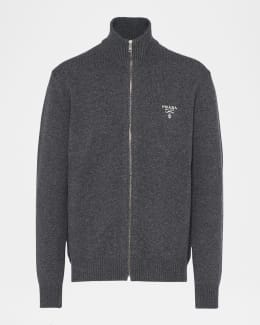 Prada Men's Ribbed Zip Sweater | Neiman Marcus