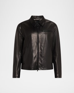 dunhill Men's Harrington Full-Zip Leather Jacket | Neiman Marcus