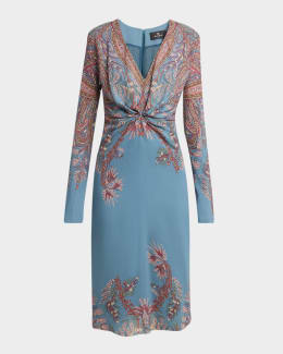 Etro Paisley Print Asymmetric Midi Dress | Neiman Marcus
