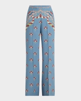 パンツ ETRO Women Straight Pants WRNB0006AU069W3789 White ETRO Embroidered straight-leg Jeans | White | FARFETCH