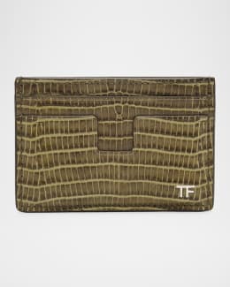 TOM FORD Men's Exotic Line Croc-Embossed Leather Card Case
