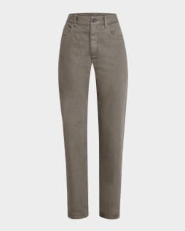 Brunello Cucinelli Cotton Lurex English Ribbed Straight-Leg