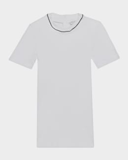 Brunello Cucinelli Metallic Short-Sleeve Cashmere Silk T