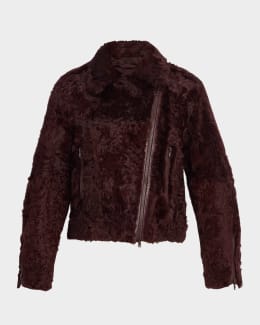 Brunello Cucinelli Shearling Velour Leather Zip Pocket