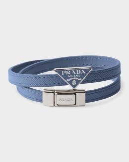 Prada Men's Braided Napa Leather Bracelet | Neiman Marcus