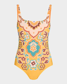Burberry Sabina Check V-Back One-Piece Swimsuit | Neiman Marcus