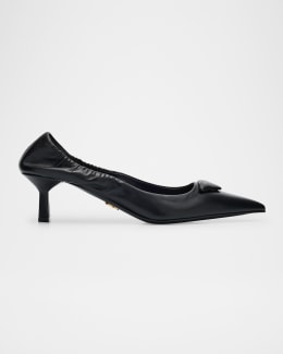Prada Distressed Leather Pointed-Toe Pumps | Neiman Marcus