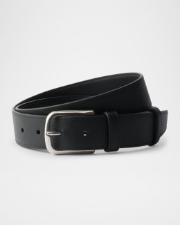 Prada Men's Triangle Leather Belt | Neiman Marcus
