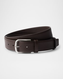 Prada Men's Triangle Saffiano Leather Belt | Neiman Marcus