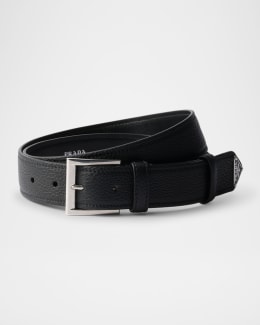 【送料&関税込】Prada Chocolate Leather Belt Prada triangle-logo Leather Belt | Brown | FARFETCH