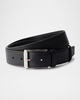 Prada Men's Triangle Saffiano Leather Belt | Neiman Marcus