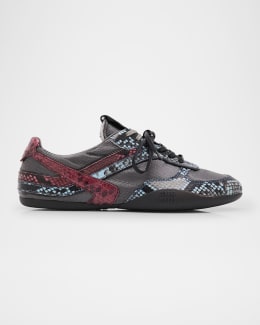 Miu Miu Low-Top Nylon & Leather Sneakers | Neiman Marcus