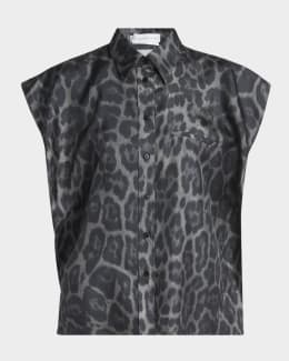 Stella McCartney Leopard Print Short-Sleeve Top | Neiman Marcus