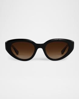 KREWE Naomi Checkered Acetate Round Sunglasses | Neiman Marcus display picture 3