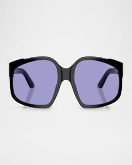 Miu Miu 14ZSF Logo Oval Acetate Sunglasses | Neiman Marcus