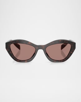 Prada Rectangular Marble Acetate Cat-Eye Sunglasses | Neiman