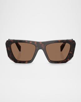 Prada Bold Acetate & Plastic Rectangle Sunglasses | Neiman Marcus