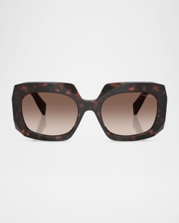 Prada Logo Acetate Oval Sunglasses | Neiman Marcus