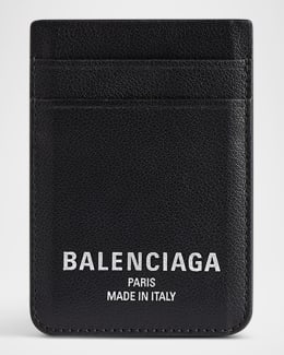 Balenciaga Men's Monogram Embossed Leather Card Case