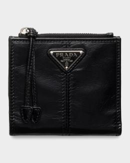Prada Men's Vitello Daino Triangolo Bifold Wallet | Neiman Marcus