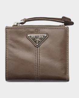 Prada Men's Vitello Daino Triangolo Bifold Wallet | Neiman Marcus