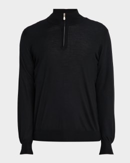 Brunello Cucinelli Men's Cotton English Rib Half-Zip Sweater