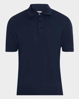 Brunello Cucinelli Men's Cotton Jacquard Rib-Knit Polo Shirt