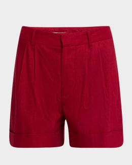 【Alice+Olivia】アリスアンドオリビアREAGANヴィーガンショーツ Alice + Olivia Reagan Vegan-Leather Paperbag Shorts | Neiman