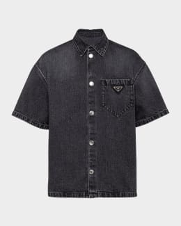 【新品】PRADA デニムシャツ Mid Blue Oversized Organic Denim Shirt | PRADA