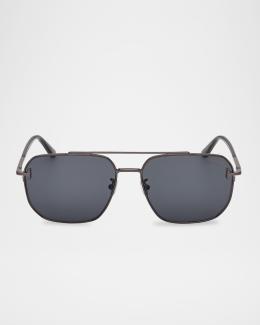 TOM FORD Men's Rickie-02 Metal Aviator Sunglasses | Neiman Marcus