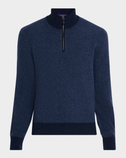 Ralph Lauren Purple Label Men's Suede-Front Cashmere Cardigan