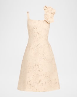 3/4-Sleeve Lace Overlay Cocktail Dress | Neiman Marcus