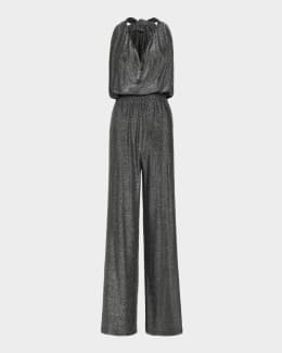 high neck halter cocktail dress Adrianna Papell Metallic Blouson Halter Mini Dress main image 1
