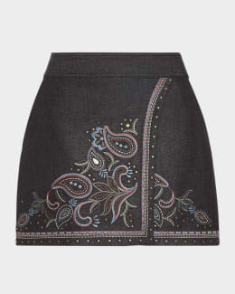 L'Agence Gerard Croc-Embossed Faux Leather Mini Skirt | Neiman Marcus