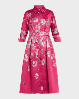 knee length dresses for ladies Teri Jon Metallic Ottoman Jacquard Gown- Blush – By Request main image 0