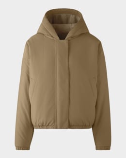 SACAI Mixed-Media Zip Hooded Jacket | Neiman Marcus