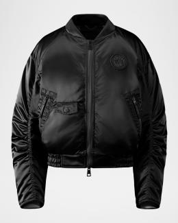 SACAI Mixed-Media Zip Hooded Jacket | Neiman Marcus