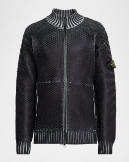 【希少】stone  zip knit sweater Stone Island - Gray Melange Front Zip Sweater | Mitchell Stores