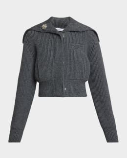 Saint Laurent Sheer Knit Button-Front Cardigan | Neiman Marcus