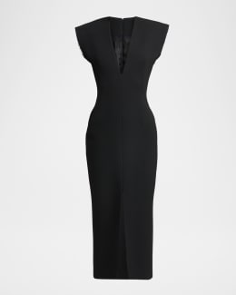 Square-Neck Sleeveless Midi Dress | Neiman Marcus