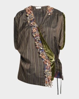 Dries Van Noten Corso Embellished Oversize Cotton Shirt | Neiman