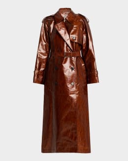 Dries Van Noten Risto Abstract-Print Belted Trench Coat | Neiman