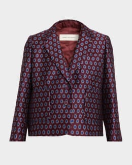 Dries Van Noten Vurano Studded Multi-Print Zip Jacket | Neiman Marcus