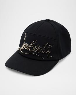 Christian Louboutin Men's Mooncrest Rhinestone Velvet Baseball Cap
